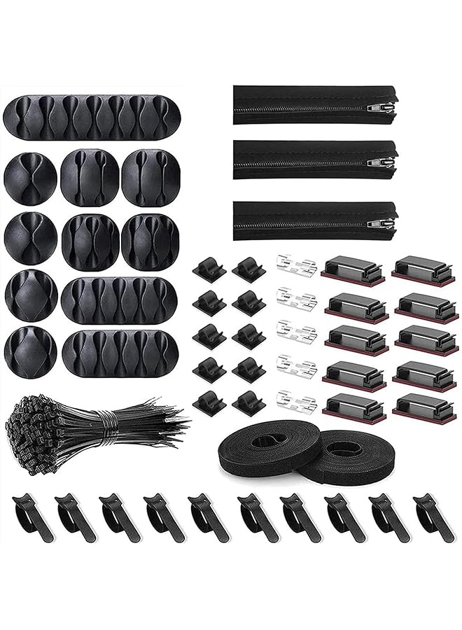 Green Tiger 274 Pcs Cable Management Kit, Cable Organizer for Home and Office. Useful for Power Cord, USB Cable, TV Cable, PC, Desktop Cable clips bundle, Cable Management Clips - Image 1