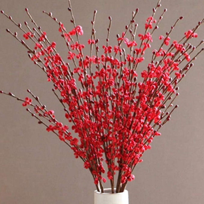 10 PCS 295 LONG STEM ARTIFICIAL JASMINE FLOWERS TALL FAKE FLOWER BOUQUET FAUX JASMINE PLANTS FOR HOTEL HOME OFFICE KITCHEN BEDROOM WEDDING PARTY DIY DECOR RED