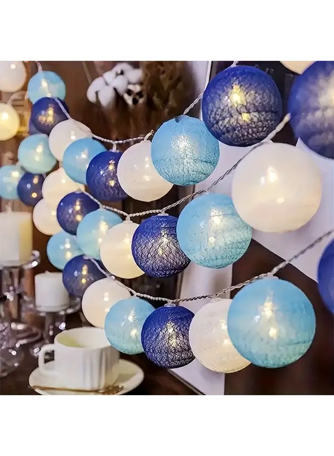 10 مصابيح LED ملونة من نوع الماكروني بألوان الأزرق المحيطي والأبيض والأخضر بطول 78.74 بوصة تعمل بالبطارية لتزيين الحفلات في الأماكن المغلقة والمفتوحة - Image 1