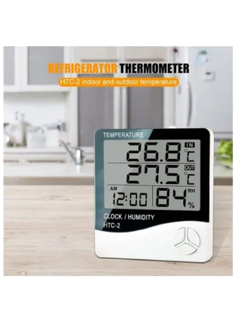 HTC HTC-2 Digital Thermometer Hygrometer Electronic LCD Dispaly Temperature Humidity Meter Gauge Home Indoor Weather Station Clock  - Image 2