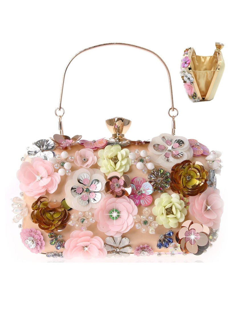Y&D Women Clutches Flower Evening Handbag Chain Strap Shoulder Bag handbag Wedding bag purse for Party Prom - Image 1