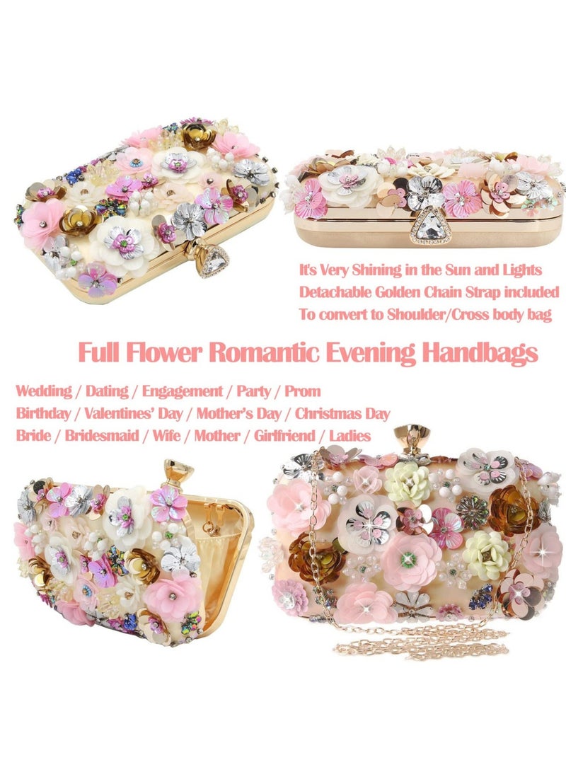 Y&D Women Clutches Flower Evening Handbag Chain Strap Shoulder Bag handbag Wedding bag purse for Party Prom - Image 2