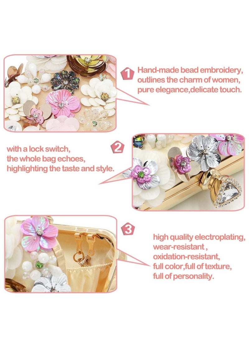 Y&D Women Clutches Flower Evening Handbag Chain Strap Shoulder Bag handbag Wedding bag purse for Party Prom - Image 3