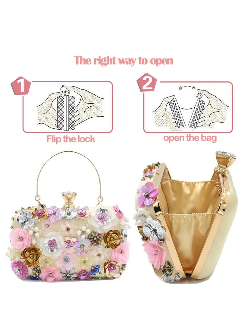 Y&D Women Clutches Flower Evening Handbag Chain Strap Shoulder Bag handbag Wedding bag purse for Party Prom - Image 5