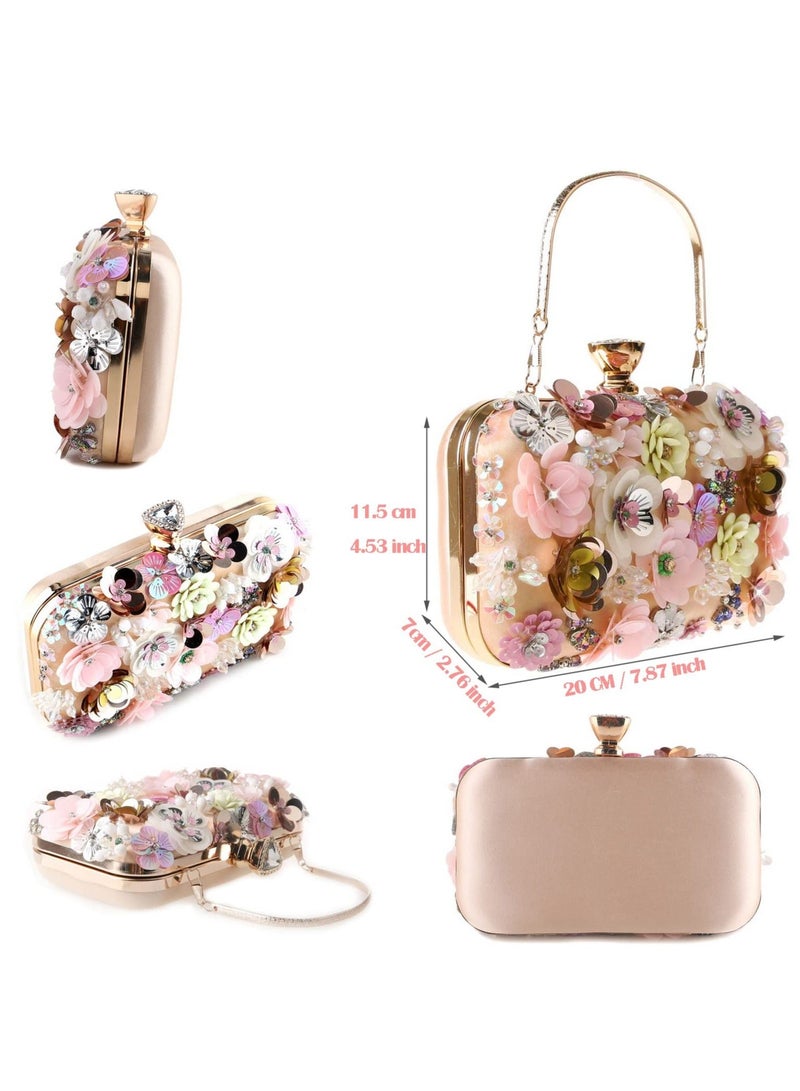 Y&D Women Clutches Flower Evening Handbag Chain Strap Shoulder Bag handbag Wedding bag purse for Party Prom - Image 4