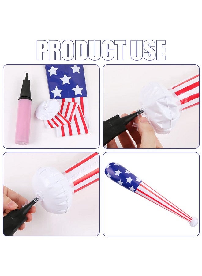 EVERMARKET 2 Pcs American Flag Inflatable Baseball and Bat, Blow Up Beach Ball, Sports Theme Party Favors for Kids Adult Pool, Sports Game Birthday Carnival Decor Photo Props - Image 3