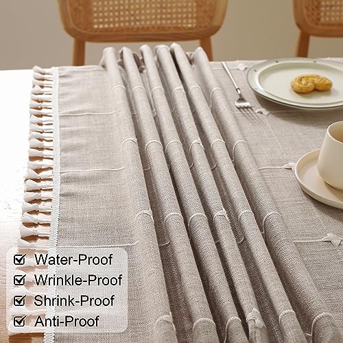 Jia le JIALE Tablecloths for Rectangle Tables,Cotton Linen Table Cloth Waterproof Tablecloth Wrinkle Free Farmhouse Dining Tables Cover,Soft Fabric Table Cloths with Tassels, Plaid, 55" X 70",4-6 Seats - Image 4