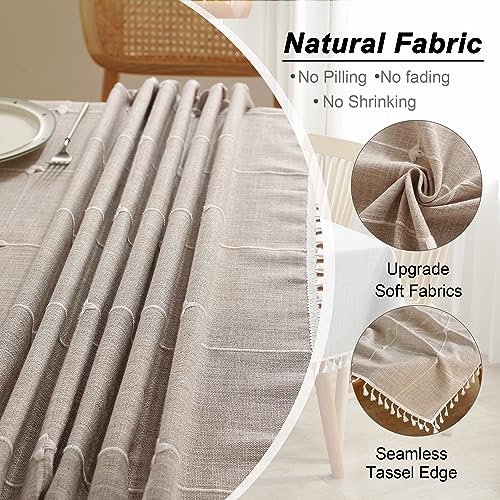 Jia le JIALE Tablecloths for Rectangle Tables,Cotton Linen Table Cloth Waterproof Tablecloth Wrinkle Free Farmhouse Dining Tables Cover,Soft Fabric Table Cloths with Tassels, Plaid, 55" X 70",4-6 Seats - Image 3