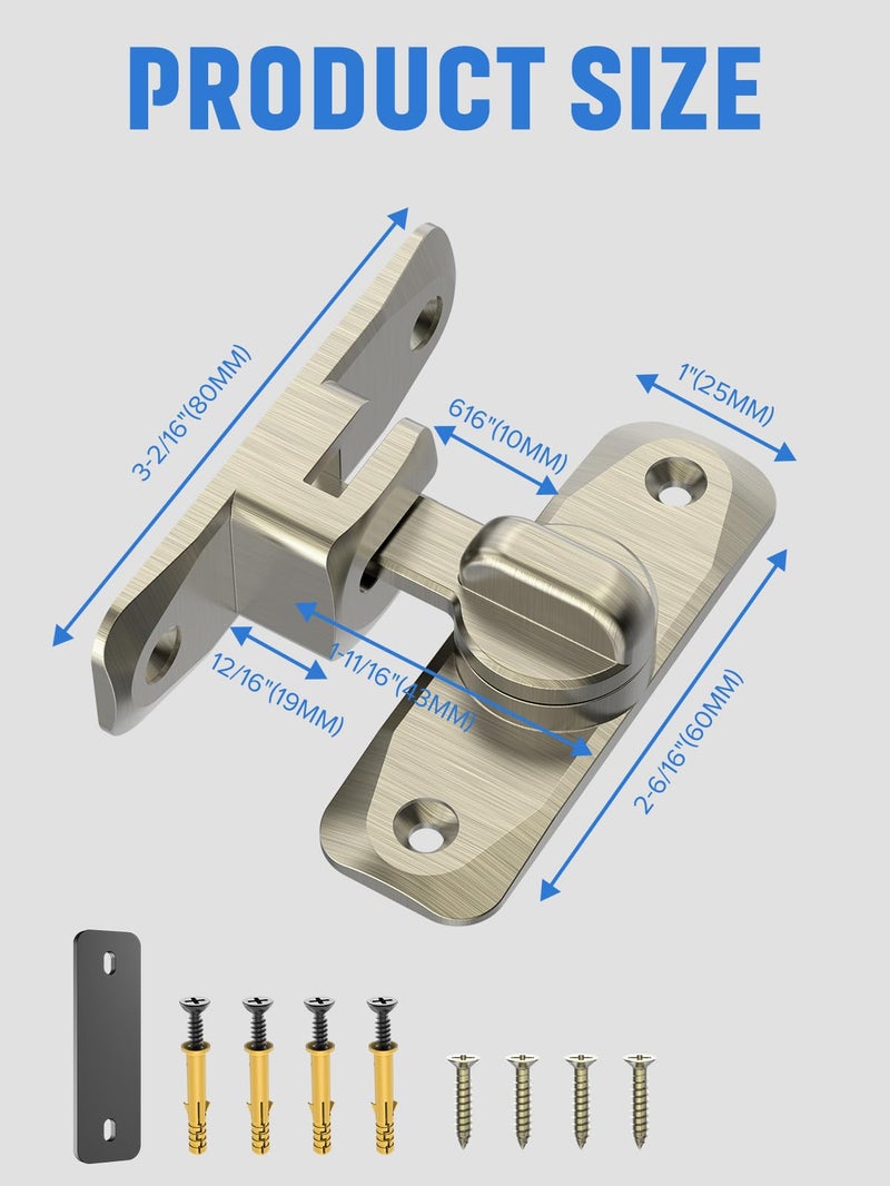 Mebantoo 90/180 Degree Flip Barn Door Lock  Protect Privacy - Security Sliding Door Latch  Small Gate Latches Hardware For Barn  Garden  Bathroom  Cabinet  Window (Bronze-1Pc) - Image 4