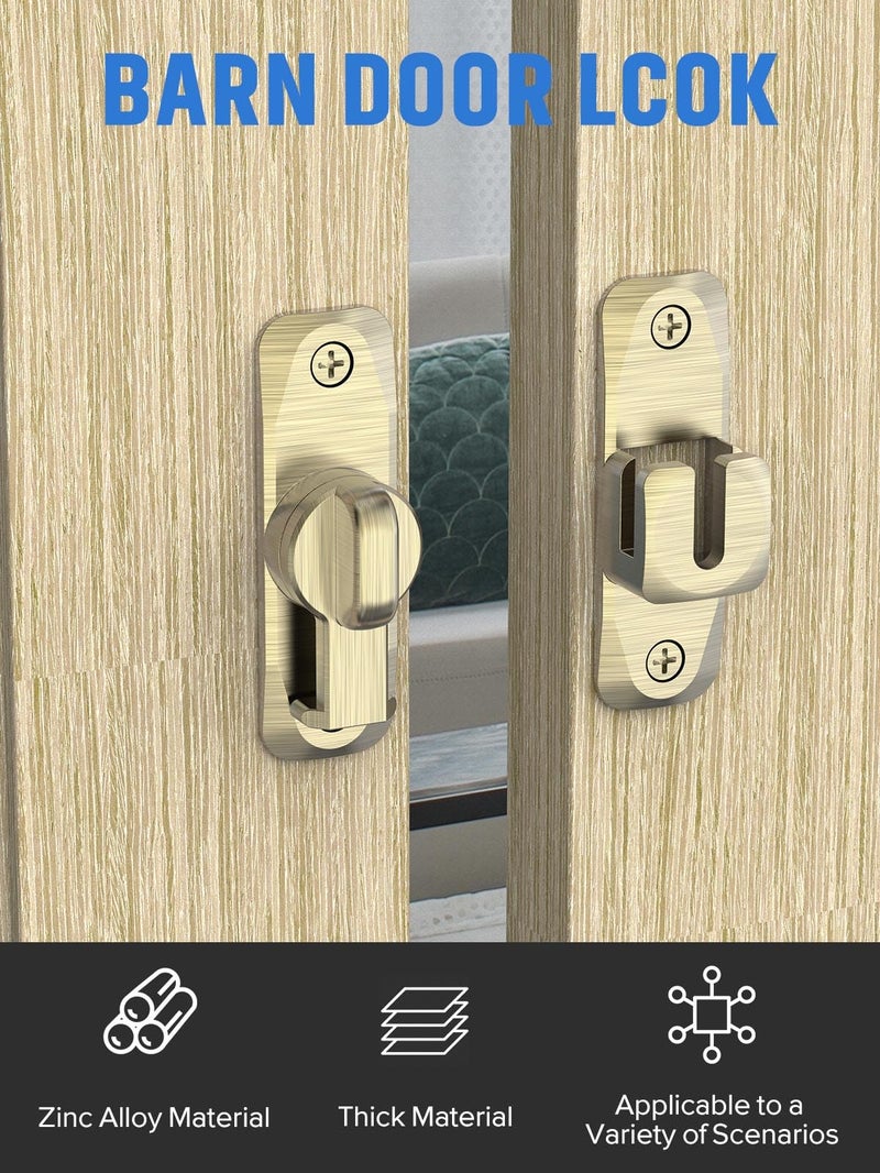 Mebantoo 90/180 Degree Flip Barn Door Lock  Protect Privacy - Security Sliding Door Latch  Small Gate Latches Hardware For Barn  Garden  Bathroom  Cabinet  Window (Bronze-1Pc) - Image 2