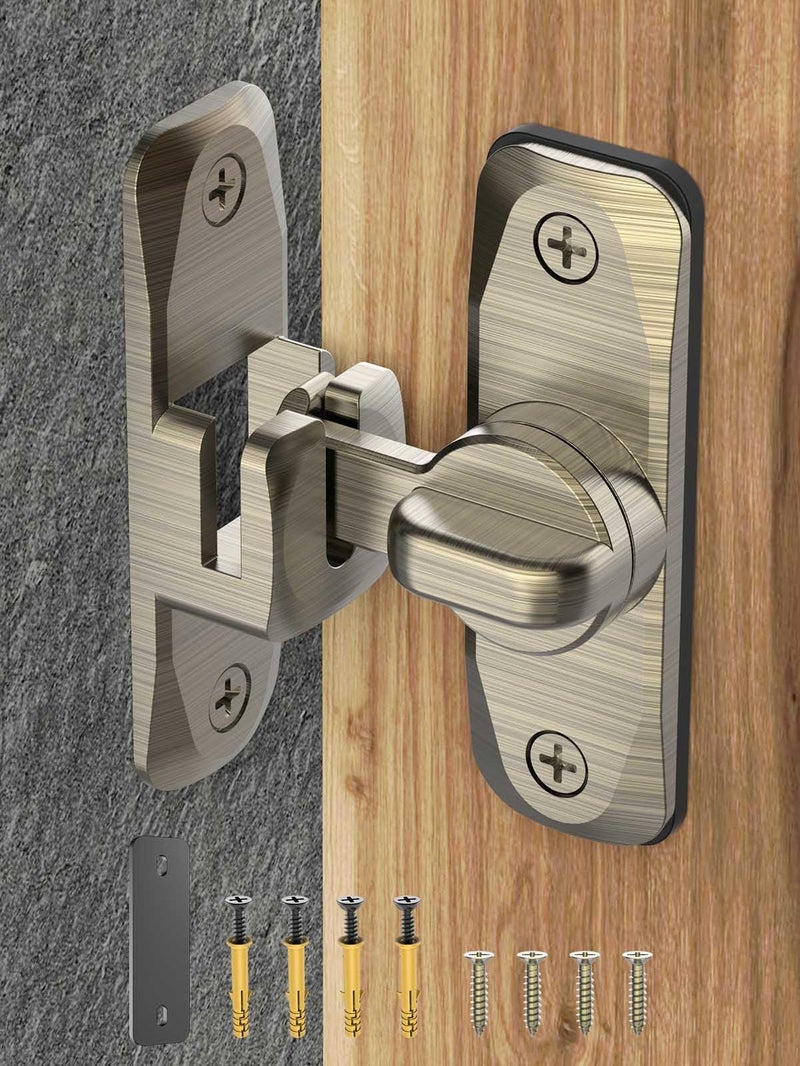 Mebantoo 90/180 Degree Flip Barn Door Lock  Protect Privacy - Security Sliding Door Latch  Small Gate Latches Hardware For Barn  Garden  Bathroom  Cabinet  Window (Bronze-1Pc) - Image 1