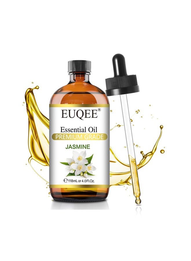 EUQEE Jasmine Essential Oil 118ml Premium Jasmine Oil for Aromatherapy, Diffuser, DIY Soap, Candle Making - 4Fl Oz - Image 1