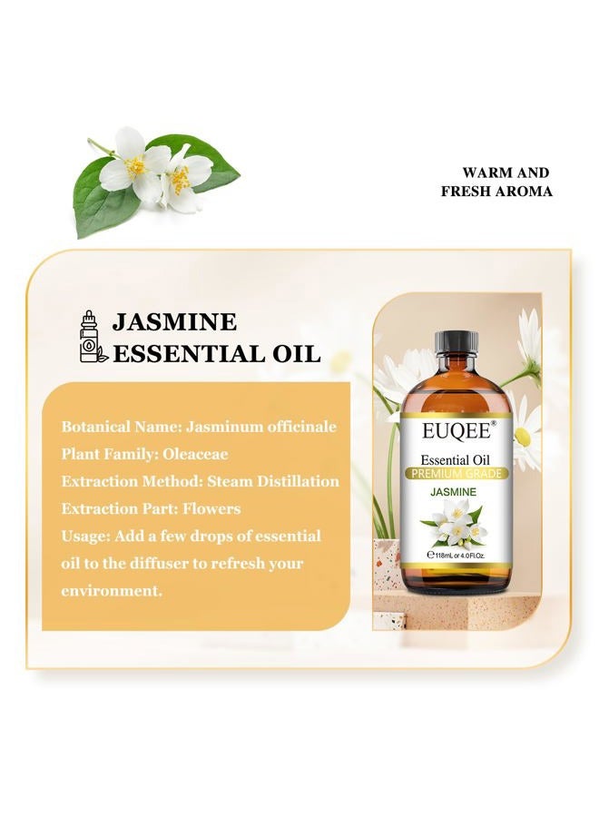 EUQEE Jasmine Essential Oil 118ml Premium Jasmine Oil for Aromatherapy, Diffuser, DIY Soap, Candle Making - 4Fl Oz - Image 2