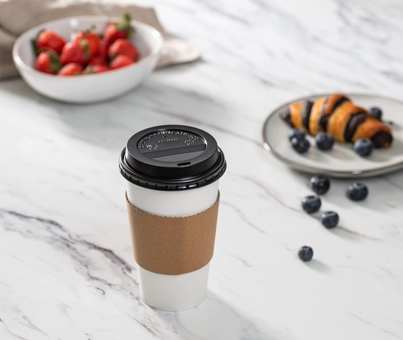 Gusto Medium weight Comfy Package [16 oz. - 100 Sets Disposable Coffee Cups with Lids and sleeves - To Go Paper Hot Cups for Travel and Office Use KSA market compliant quality - Image 4