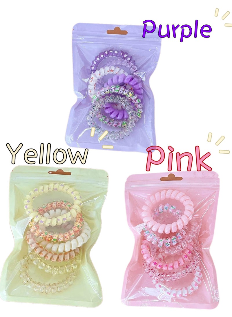 18 قطعة (عبوة من 3) ربطات شعر حلزونية لا أثر لها، شريط شعر مرن مع قبضة قوية، ربطات شعر ملفوفة ملونة، ربطات شعر مرنة لا أثر لها، ربطات شعر سلك الهاتف، للنساء والفتيات - Image 1