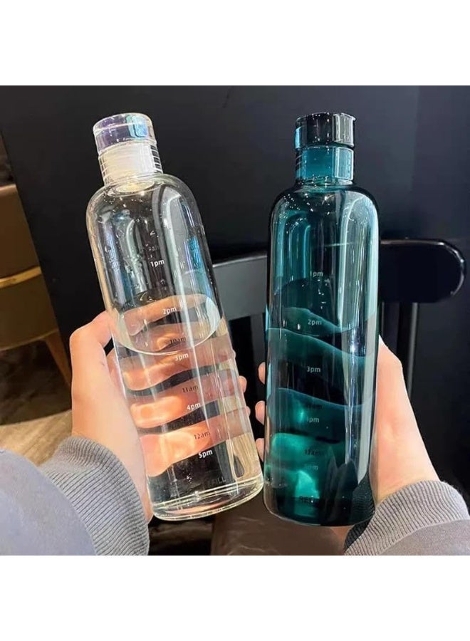 Leak Proof Acrylic Water Bottle with Time Marker, Multi Color - Image 2