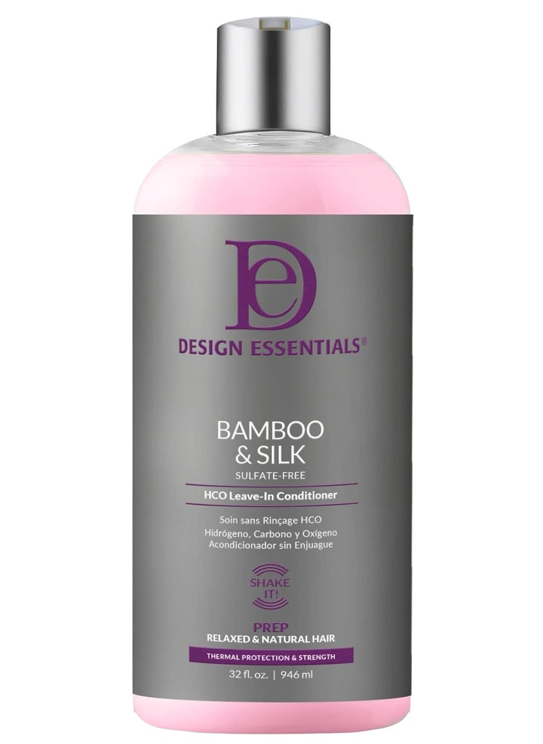 Design Essentials Design Essentials Bamboo & Silk HCO Leave-In Conditioner for Thermal Protection and Strength, 32 Fl Oz., Pink 