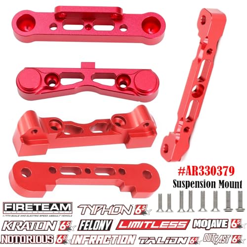UURCSKY Aluminum Front Rear Suspension Arm Mount for Arrma 18 kratonOutcastTyphon 6s 17 FelonyInfraction 6s Upgrade PartRed - Image 5