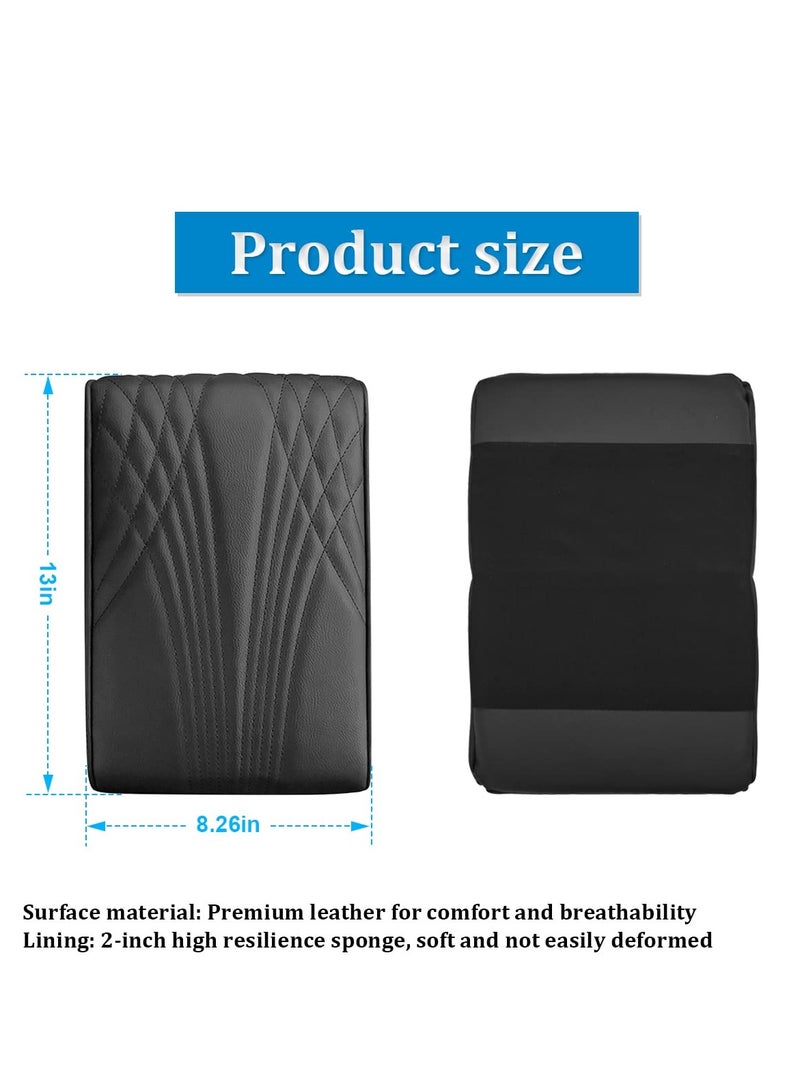 SYOSI Car Armrest Box Height Increase Support Pad, Memory Foam Microfiber Leather Elbow Comfort Booster Pad, Center Console Waterproof Cushion Pillow, Soft Auto Arm Rest Protector Cover (Black) - Image 3