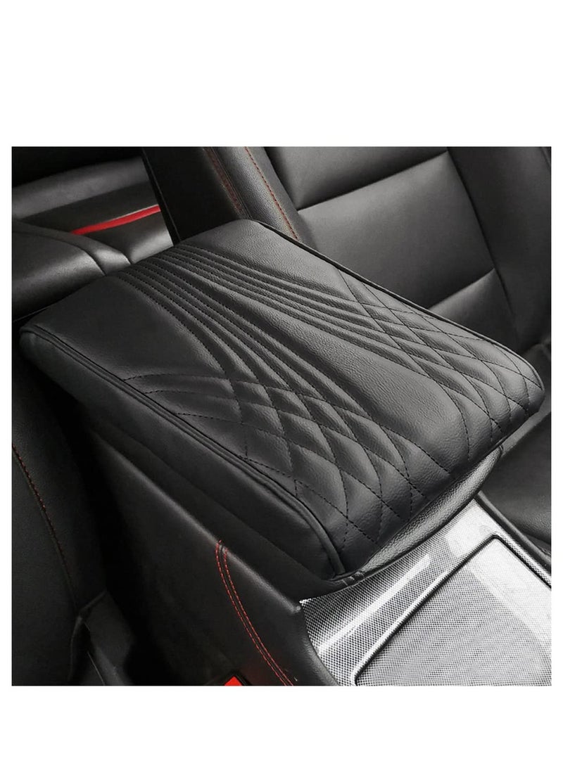 SYOSI Car Armrest Box Height Increase Support Pad, Memory Foam Microfiber Leather Elbow Comfort Booster Pad, Center Console Waterproof Cushion Pillow, Soft Auto Arm Rest Protector Cover (Black) - Image 1