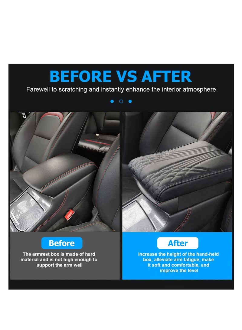 SYOSI Car Armrest Box Height Increase Support Pad, Memory Foam Microfiber Leather Elbow Comfort Booster Pad, Center Console Waterproof Cushion Pillow, Soft Auto Arm Rest Protector Cover (Black) - Image 4