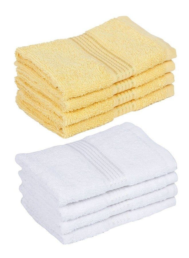 KOPA Quick Dry 100% Cotton Soft Terry Towel -8pc Face Towel (d'ross) | Quick Dry 100% Cotton | Super Absorbent, Lightweight, Odour Free - for Men, Women, Kids Solid-Yellow/White - Image 3