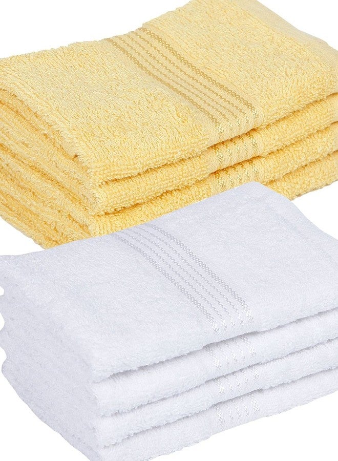 KOPA Quick Dry 100% Cotton Soft Terry Towel -8pc Face Towel (d'ross) | Quick Dry 100% Cotton | Super Absorbent, Lightweight, Odour Free - for Men, Women, Kids Solid-Yellow/White - Image 4