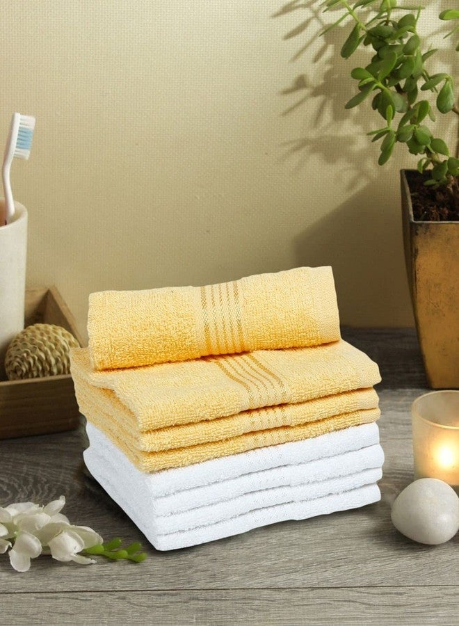 KOPA Quick Dry 100% Cotton Soft Terry Towel -8pc Face Towel (d'ross) | Quick Dry 100% Cotton | Super Absorbent, Lightweight, Odour Free - for Men, Women, Kids Solid-Yellow/White - Image 1