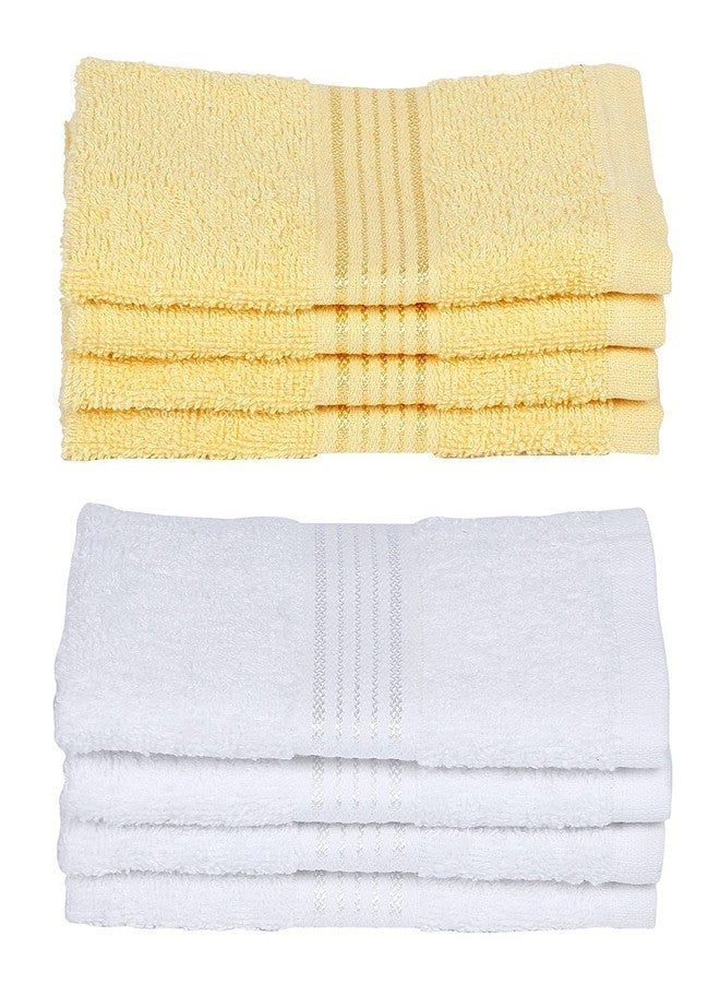 KOPA Quick Dry 100% Cotton Soft Terry Towel -8pc Face Towel (d'ross) | Quick Dry 100% Cotton | Super Absorbent, Lightweight, Odour Free - for Men, Women, Kids Solid-Yellow/White - Image 2