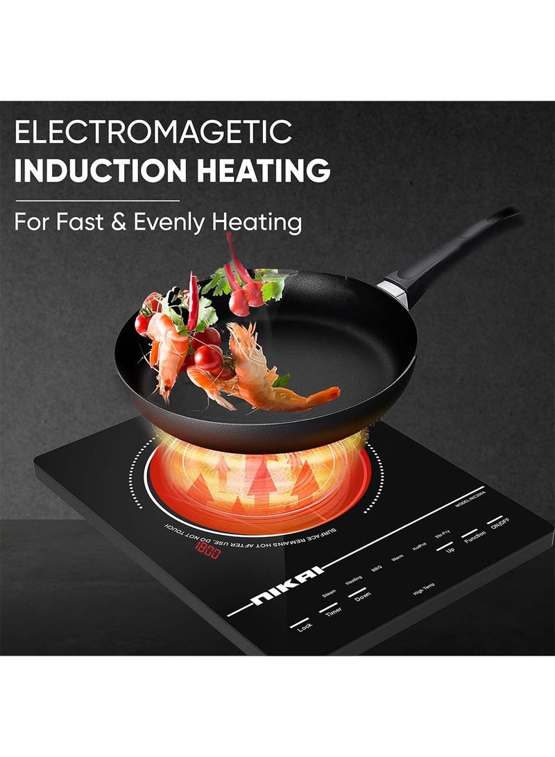 NIKAI Infrared Cooker - Touch Control With 6 Preset Temperature Settings, Sleek Design, Efficient Heating Technology Suitable For All Utensils 2000 W NIC200A Black - Image 5