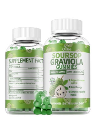 OALSE Soursop Graviola Gummies, Sour SOP Leaves & Fruit Extract Plus Vitamin C and Zinc, Soursop Bitters for Immune Support, (60 Count) - Sugar Free, Vegan, Gluten Free - pzsku/Z3CD9E11C810425ADB5F7Z/45/1750334231/bcf52ce6-e16c-46fd-ac4f-06b6203b9bf3