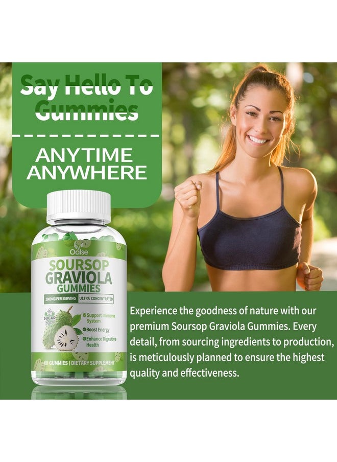 OALSE Soursop Graviola Gummies, Sour SOP Leaves & Fruit Extract Plus Vitamin C and Zinc, Soursop Bitters for Immune Support, (60 Count) - Sugar Free, Vegan, Gluten Free