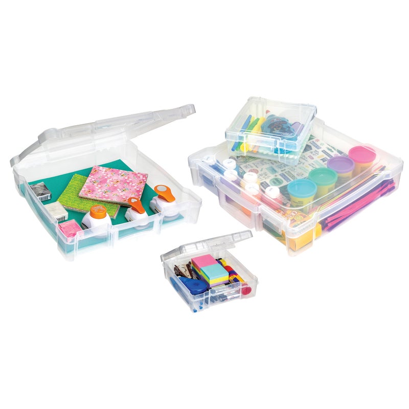 ArtBin 6913AB-2 Portable Art & Craft Organizer with Handle | 4-Piece Craft Storage Containers Set - Scrapbook Boxes | Durable Art Supply Storage Organizer for Crafting (2 pcs 12x12 + 2 pcs 6x6) - Image 1