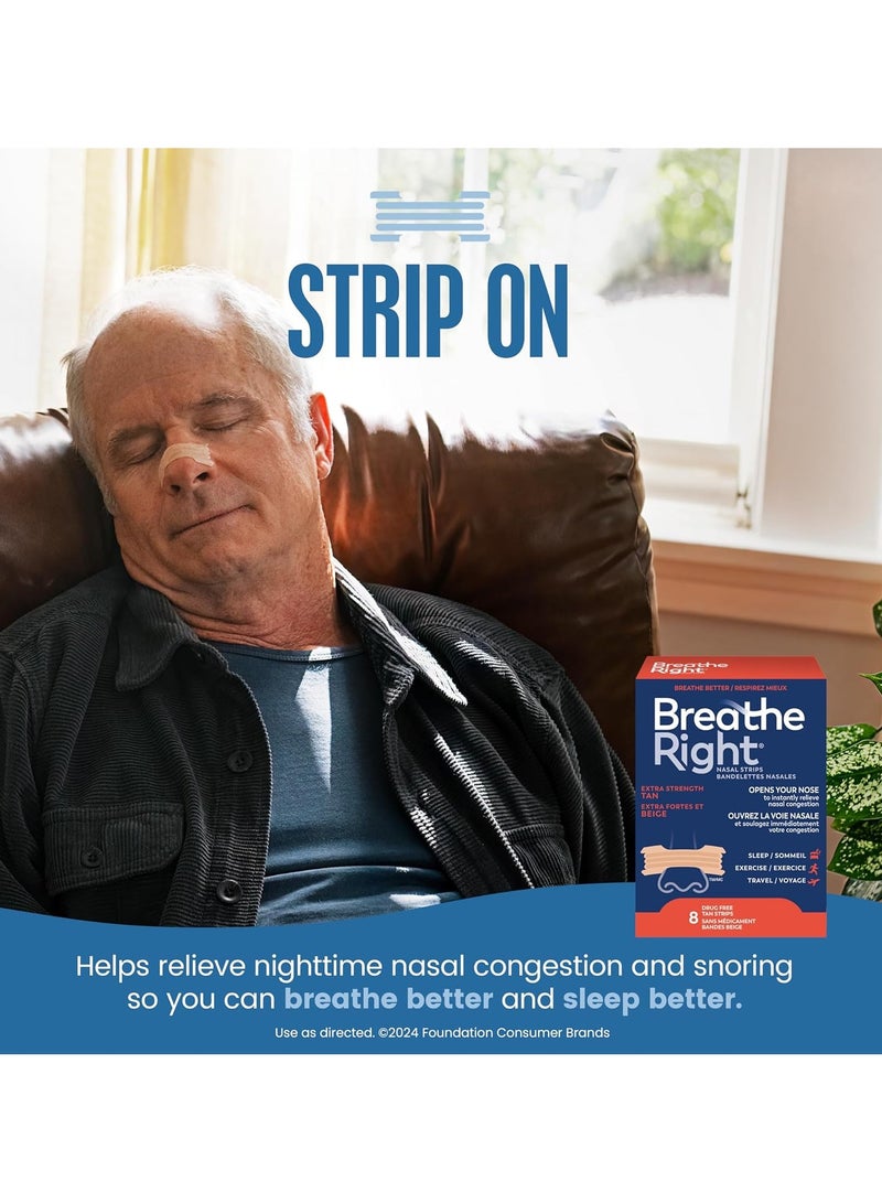 Breathe Right Nasal Strips Extra Tan 8 Count - Image 2