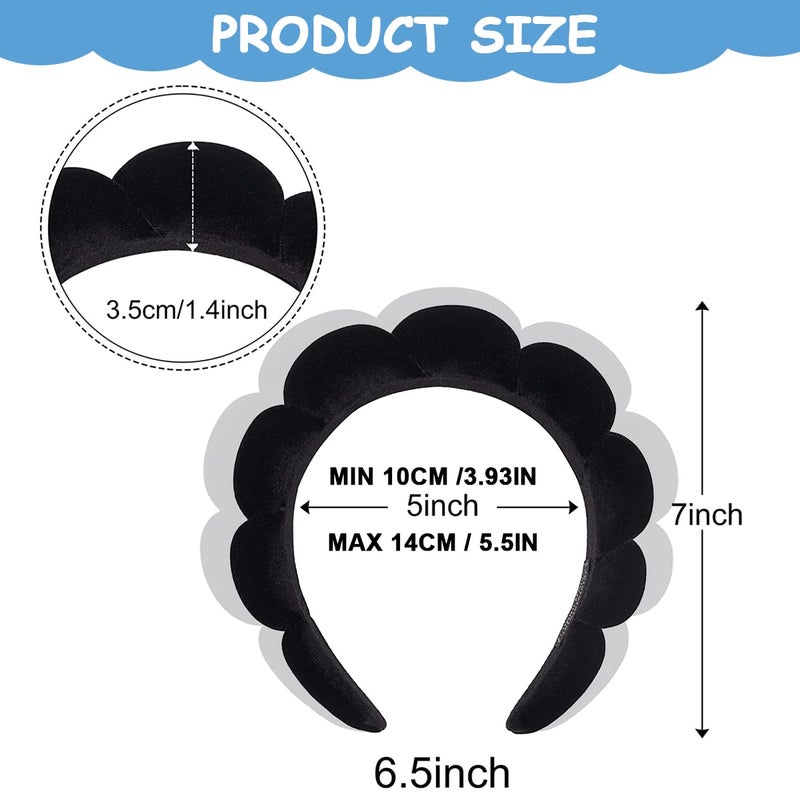 M'AYCREATE MAYCREATE® Facial Spa Headband for Women Girls, Soft Sponge Headband for Face Washing, Shower, Makeup Headband Fashion Clouds Hairband Non Slip Hair Hoop Headwear, Black - Image 2