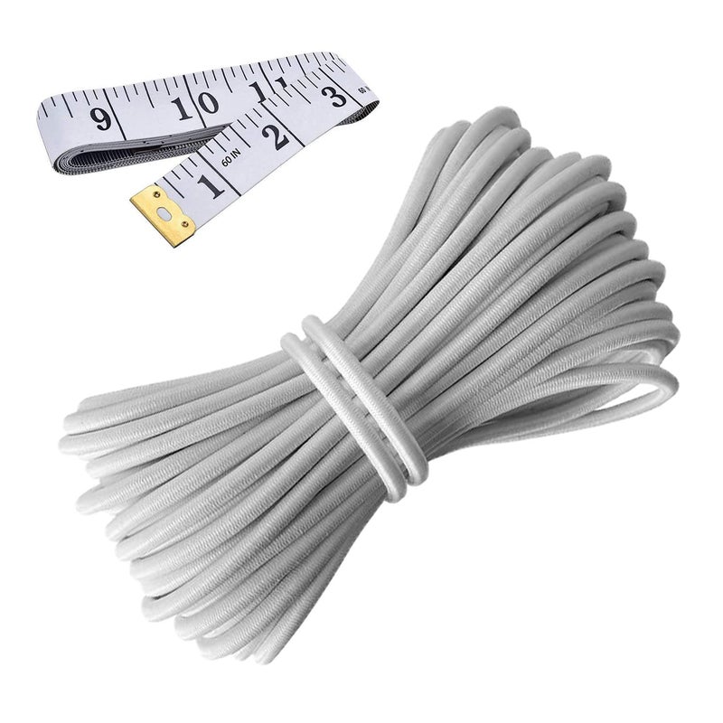 Hemylu Elastic Cord 1/8 Inch (3Mm) X 33Ft White Elastic String Bungee Shock Cord With Nylon Sleeve And Heavy Strength For Crafting Diy Sewing - Image 1