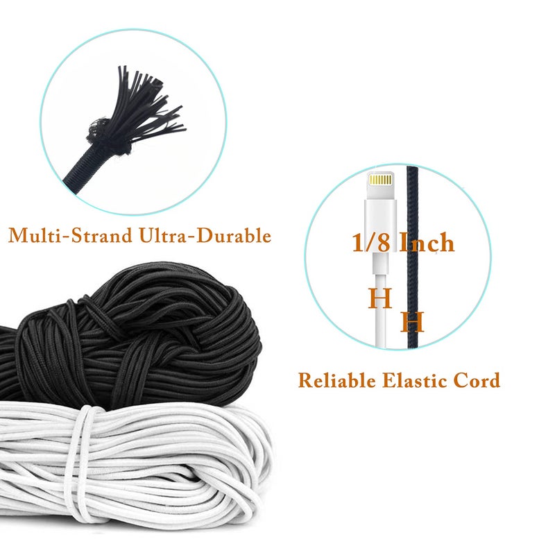 Hemylu Elastic Cord 1/8 Inch (3Mm) X 33Ft White Elastic String Bungee Shock Cord With Nylon Sleeve And Heavy Strength For Crafting Diy Sewing - Image 2
