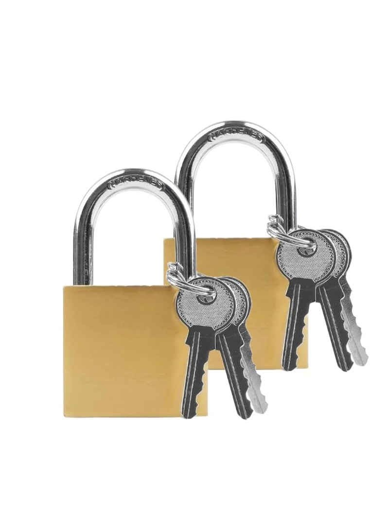 KNP KNP Brass Plated Long Shackle Padlock Padlocks for Luggage, Lockers, Solid Brass Keyed Alike Padlocks (30mm) 10 Psc  - Image 1