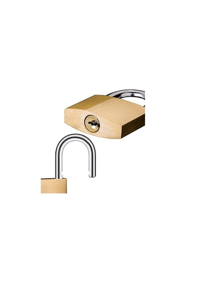 KNP KNP Brass Plated Long Shackle Padlock Padlocks for Luggage, Lockers, Solid Brass Keyed Alike Padlocks (30mm) 10 Psc  - Image 2