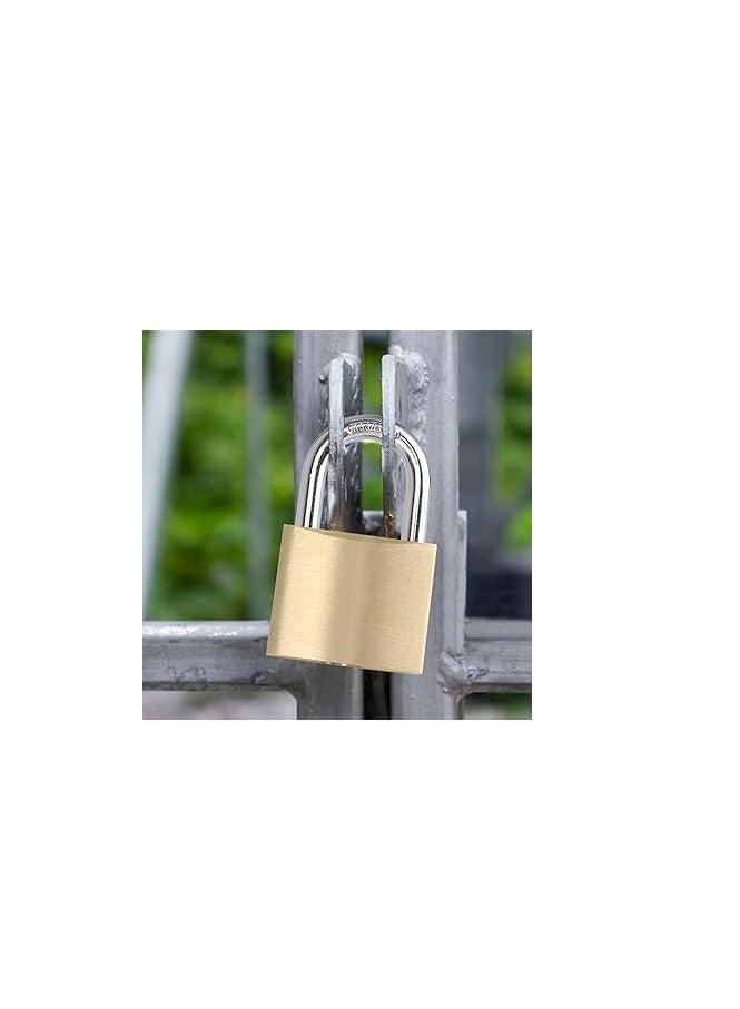 KNP KNP Brass Plated Long Shackle Padlock Padlocks for Luggage, Lockers, Solid Brass Keyed Alike Padlocks (30mm) 10 Psc  - Image 3