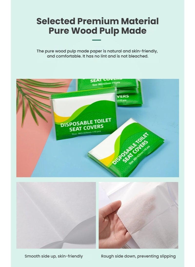 50pcs حزمة غطاء مقعد المرحاض المتاح، غطاء مقعد المرحاض الورقية القابلة للشطف، السفر في الهواء الطلق المرحاض العامة المرحاض - Image 3
