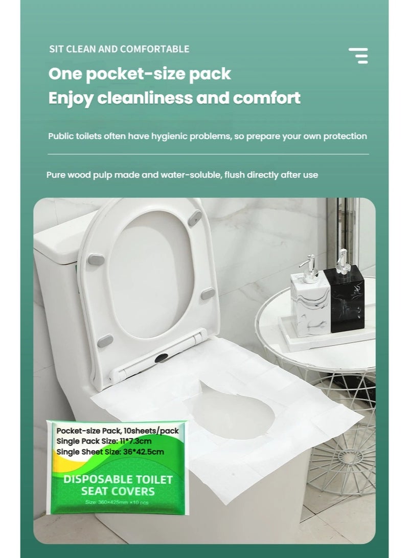50pcs حزمة غطاء مقعد المرحاض المتاح، غطاء مقعد المرحاض الورقية القابلة للشطف، السفر في الهواء الطلق المرحاض العامة المرحاض - Image 4