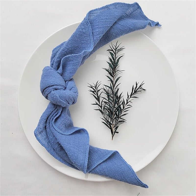 Lake Blue 10 Pack Cotton Gauze Crepe Napkins 40x40cm For Wedding Dinner Everyday Use - Image 1