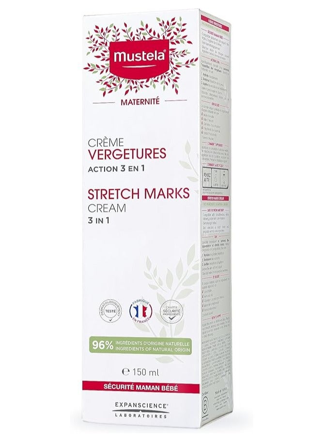 Mustela Maternity Stretch Marks Cream for Pregnancy - Natural Skincare Massage Moisturizer with Natural Avocado, Maracuja & Shea Butter - Lightly Fragranced or Fragrance Free - 150ml - Image 1