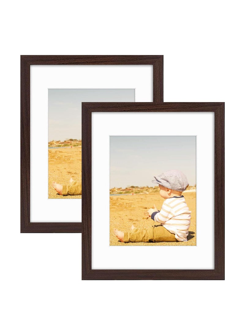 Golden State Art Golden State Art 11x14 Picture Frame with Mat for 8x10  High Definition Glass Wall Mounting Horizontal Vertical Display Brown 2 Pack 