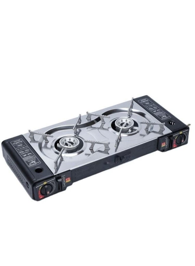 Tradeo High Quality 2 Burner Portable Gas Stove | Durable Iron Butane Fuel Cooker for Outdoor Camping - Image 2