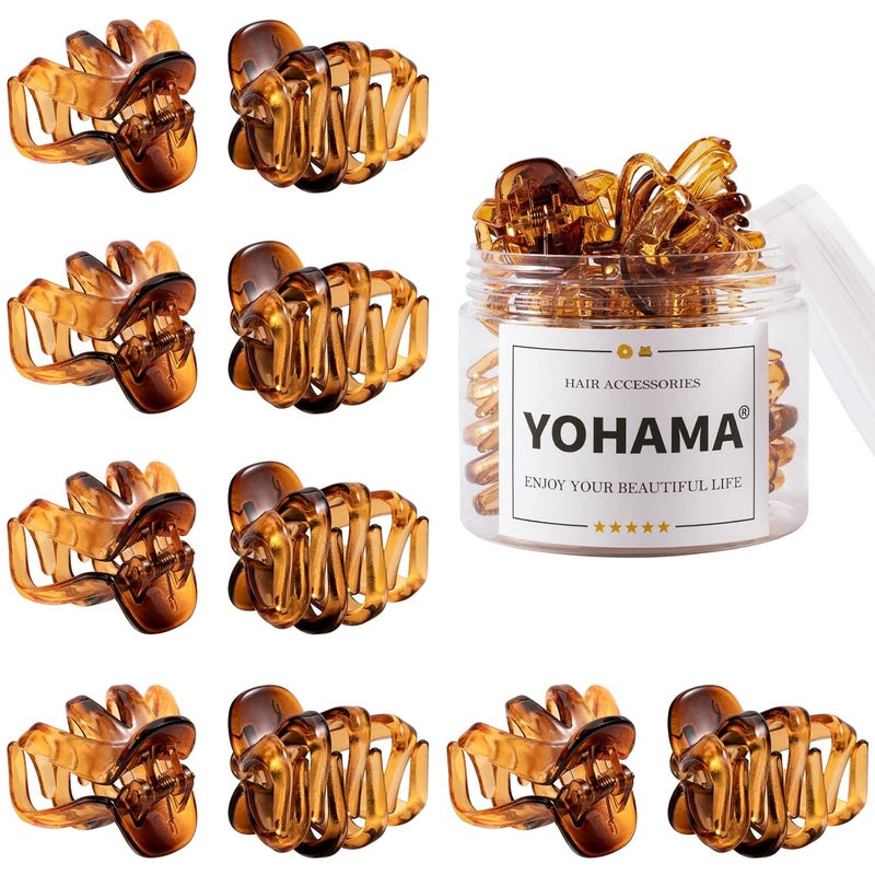 YOHAMA 10 pcs Hair Clips Medium Small 157 Inch Octopus Hair Clips Brown 4cm Medium Jaw Clips Durable Strong Grip for Women Girls Thick Hair