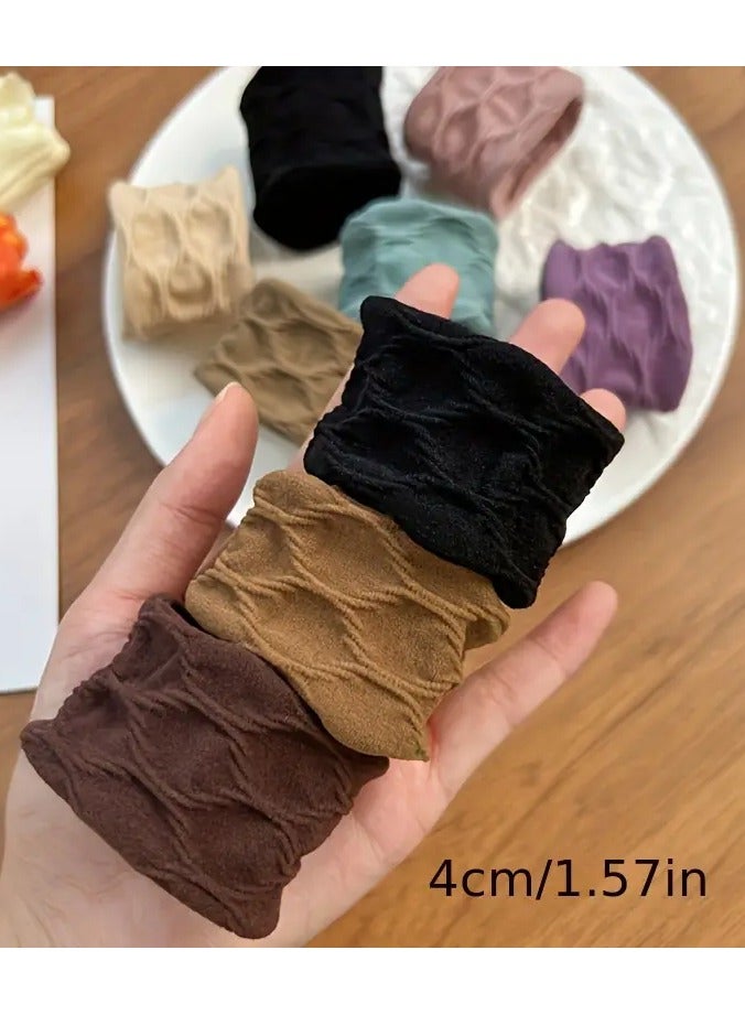 Ucanbe XUANLONG 2024 Collection: Soft & Stretchy Fabric Hair Scrunchies - Non-Slip, Wide & Thick Elastic Bands in Assorted Colors for Women | Cute Boho Style Solid Color Hair Ties with Floral Patterns, Hair Accessories - Image 4