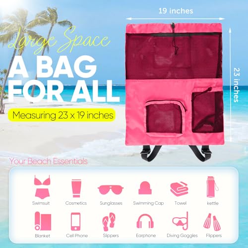 HOHOM Mesh Swim Bag Beach Drawstring Backpack, Waterproof Gym Bags for Women and Men, Large Pool Bag Swimming Gear for Swimmers - Image 2