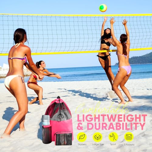 HOHOM Mesh Swim Bag Beach Drawstring Backpack, Waterproof Gym Bags for Women and Men, Large Pool Bag Swimming Gear for Swimmers - Image 5